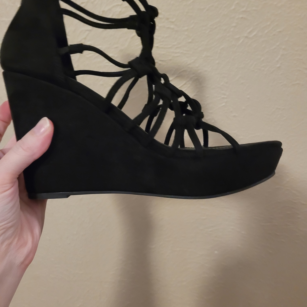 Torrid Black Strappy Wedge Sandals